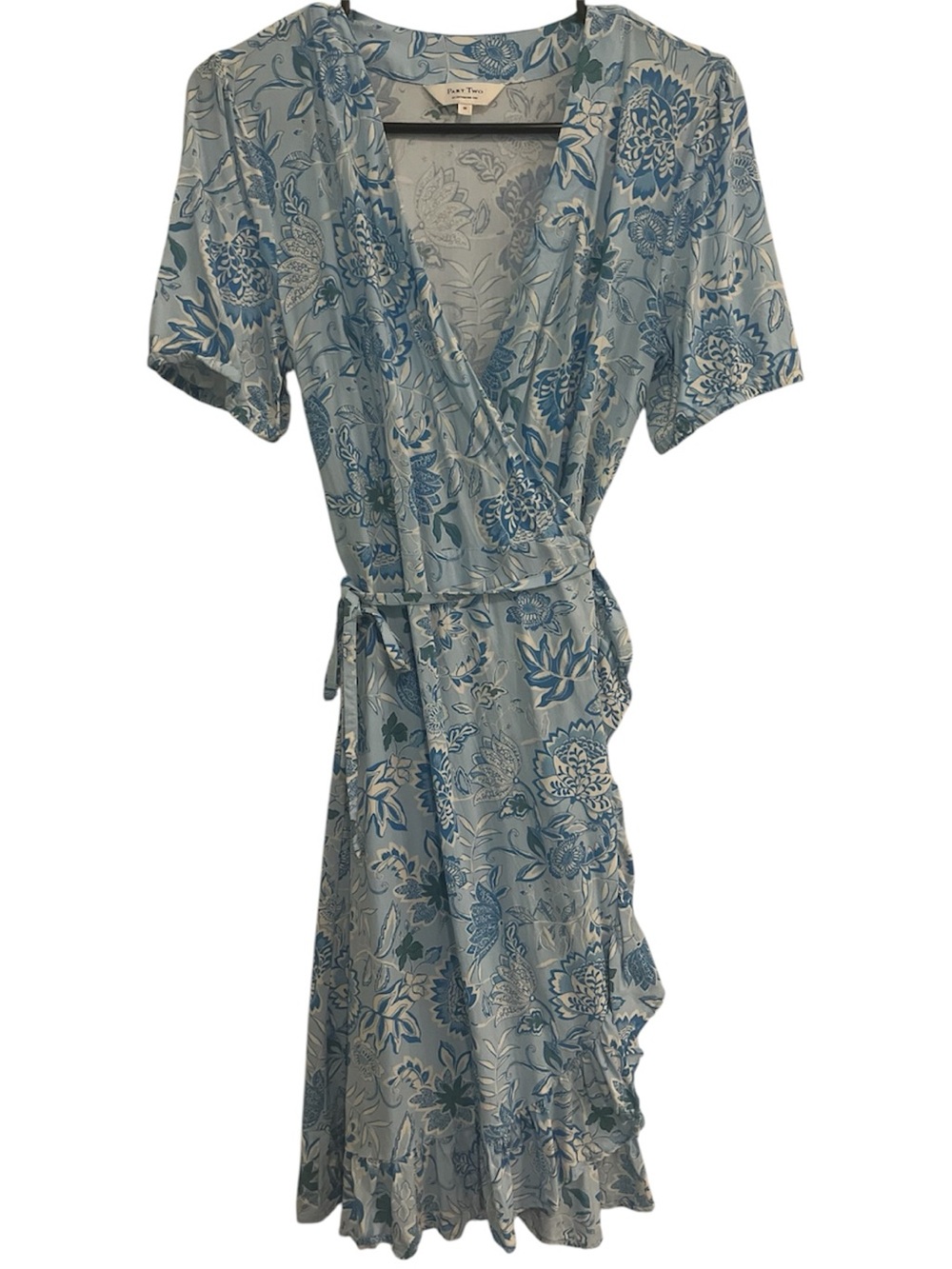 Part Two Claire Blue Floral Wrap Midi Dress
